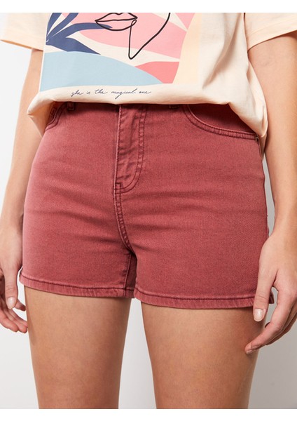 Yeni Sezon Yüksek Bel Mom Fit Düz Cep Detaylı Kadın Jean Şort modelleri