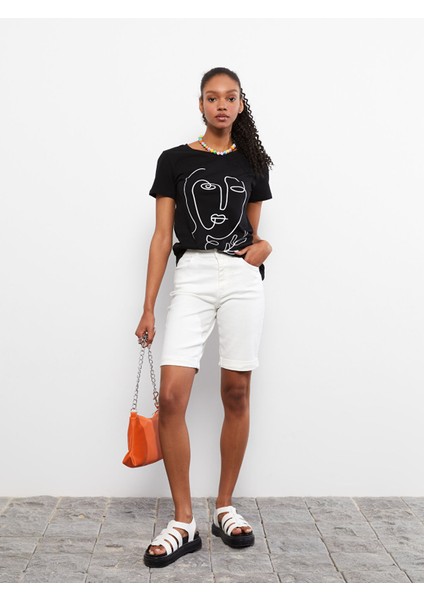 Yeni Sezon Standart Fit Düz Cep Detaylı Kadın Rodeo Jean Şort fiyatları