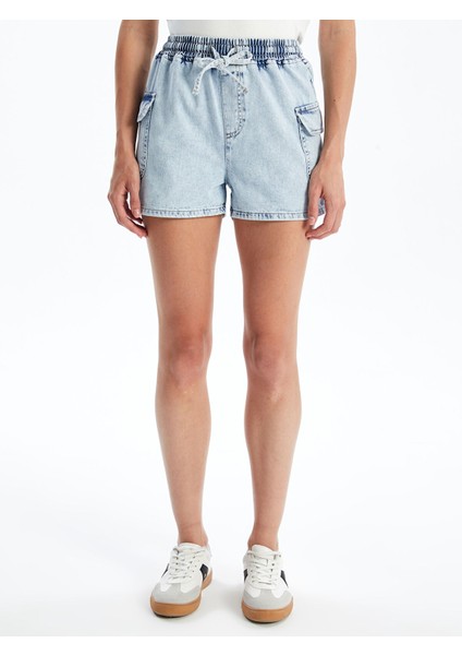 Yeni Sezon Beli Lastikli Bermuda Fit Kadın Jean Şort fiyatları