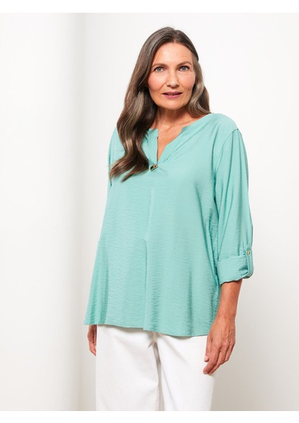 Yeni Sezon Kaçık Yaka Düz Uzun Kollu Gabardin Kadın Bluz modelleri