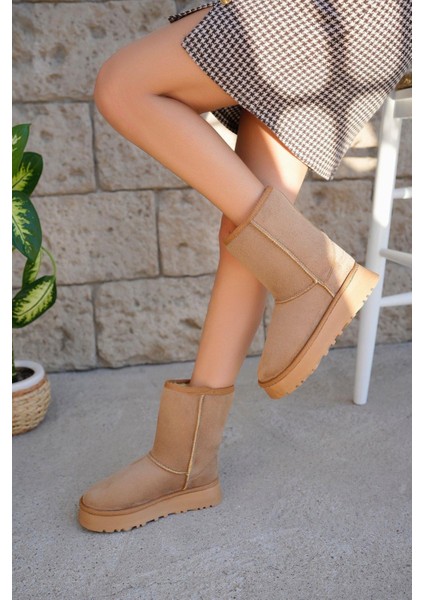 Kadın Lüx Süet Içi Kürklü Kışlık Kalın Taban Konforlu Bot fiyatları