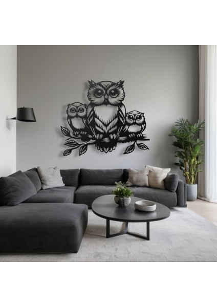 Metal Baykuş Duvar Dekoru – Aile Figürlü Modern Metal Tablo Ev Ofis Salon Dekoratif Duvar Süsü modelleri