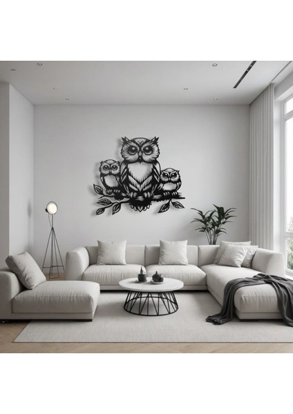 Metal Baykuş Duvar Dekoru – Aile Figürlü Modern Metal Tablo Ev Ofis Salon Dekoratif Duvar Süsü fırsatları