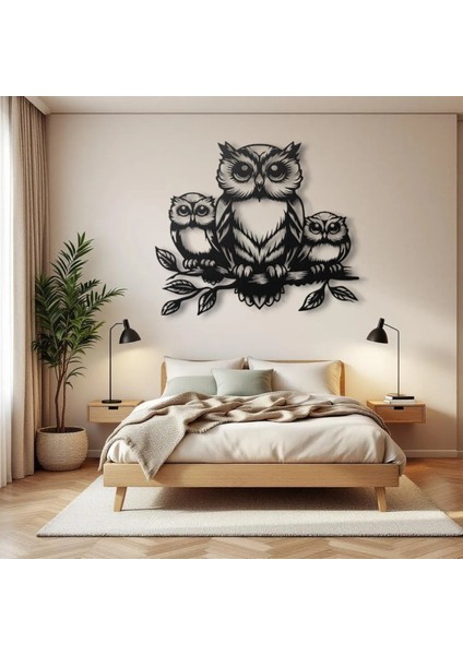 Metal Baykuş Duvar Dekoru – Aile Figürlü Modern Metal Tablo Ev Ofis Salon Dekoratif Duvar Süsü indirimleri