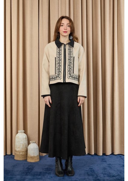 Kadın Nakış Detaylı Kısa Ceket 20719