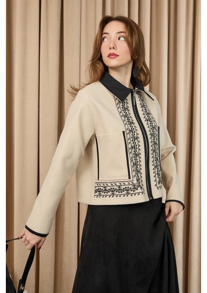 Kadın Nakış Detaylı Kısa Ceket 20719 fiyatları