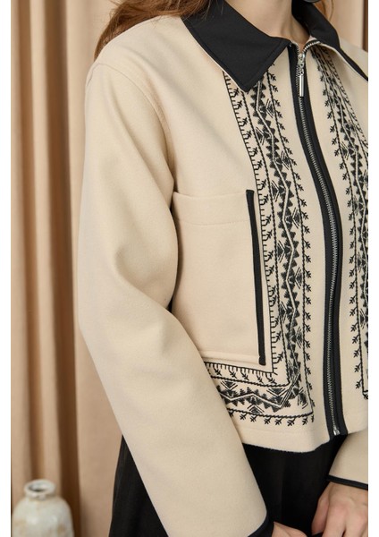 Kadın Nakış Detaylı Kısa Ceket 20719 fırsatları