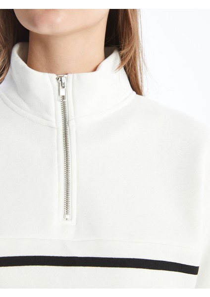 Yeni Sezon Dik Yaka Çizgili Kadın Sweatshirt Tunik modelleri