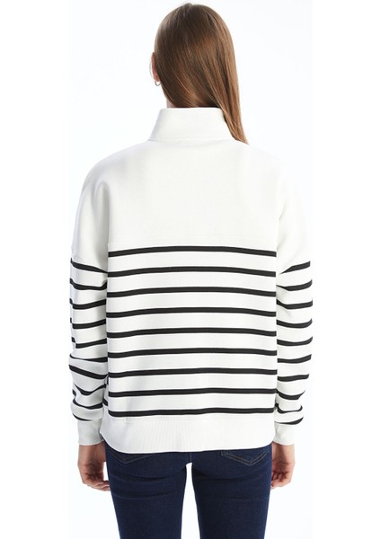 Yeni Sezon Dik Yaka Çizgili Kadın Sweatshirt Tunik fırsatları