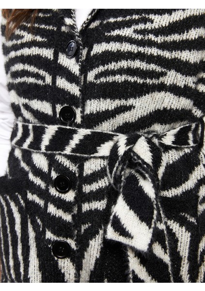 Yeni Sezon Şal Yaka Desenli Kadın Triko Yelek fırsatları