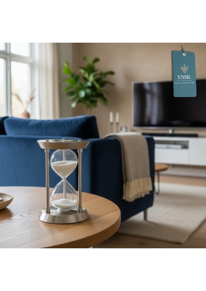 Roma Sütunu Tasarımlı Dekoratif Kum Saati – 30 Dk Zaman Ölçer Metal Gövde (22X15 Cm) Gümüş modelleri