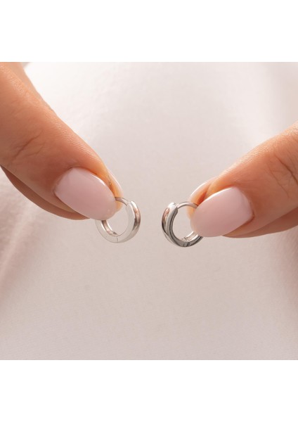 Halka Küpe 14 Ayar Beyaz Altın