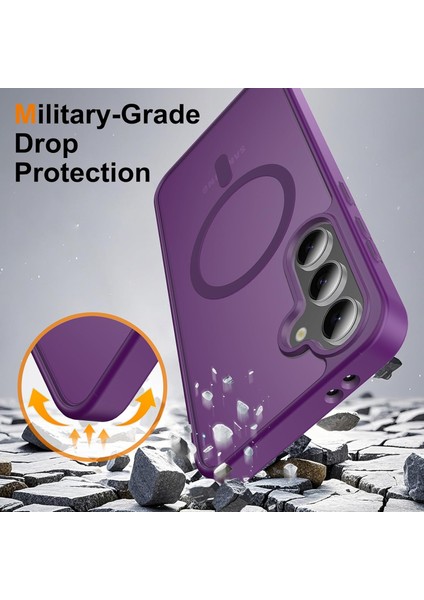 Samsung Galaxy S25 Uyumlu Kamera Lens+Ekran Koruyucu Magsafe Şarj Destekli Iz Tutmaz Mat Kapak modelleri