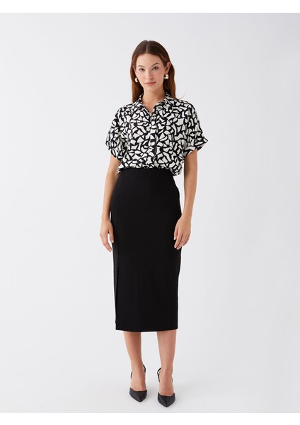 Yeni Sezon Kadın Beli Lastikli Düz Kalem Etek