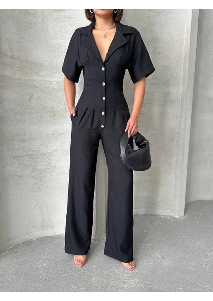 Lvsqvr Uzun Keten Tulum S255059 Siyah (Beden: L)