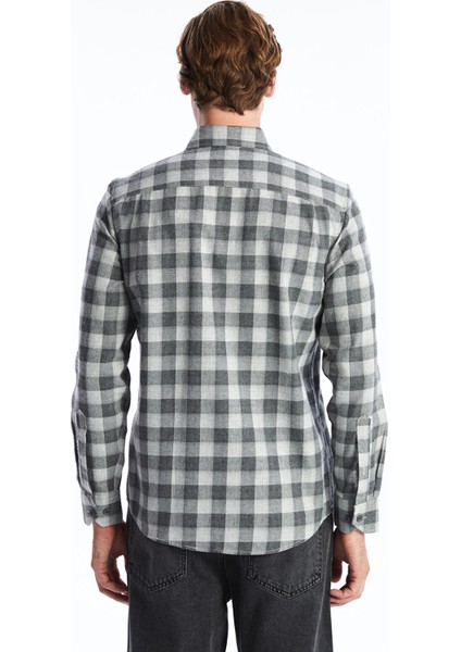 Yeni Sezon Regular Fit Uzun Kollu Ekose Gabardin Erkek Gömlek fırsatları