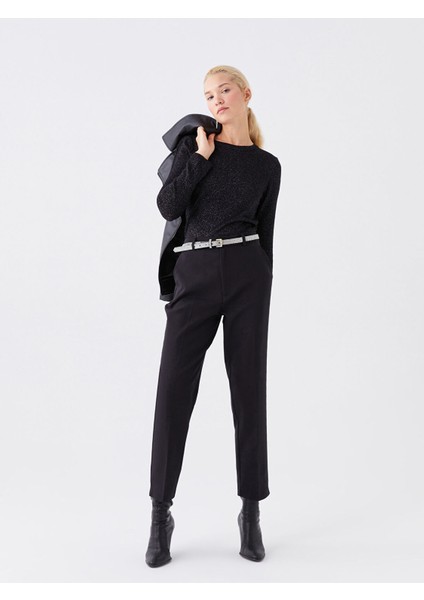 Yeni Sezon Bisiklet Yaka Parlak Görünümlü Kadın Triko Kazak modelleri