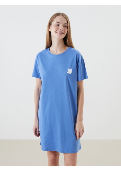 Yeni Sezon Bisiklet Yaka Baskılı Kadın Gecelik fiyatları