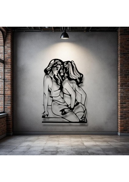 Yakınlık Figürlü Modern Metal Duvar Dekoru – Zarif Çizgisel Sanat