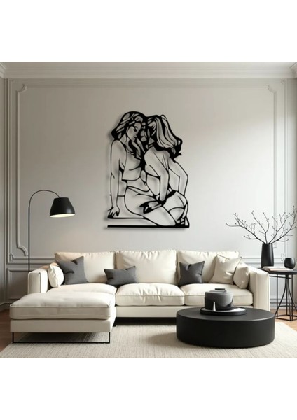 Yakınlık Figürlü Modern Metal Duvar Dekoru – Zarif Çizgisel Sanat fiyatları