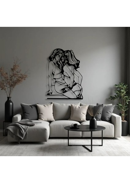 Yakınlık Figürlü Modern Metal Duvar Dekoru – Zarif Çizgisel Sanat modelleri