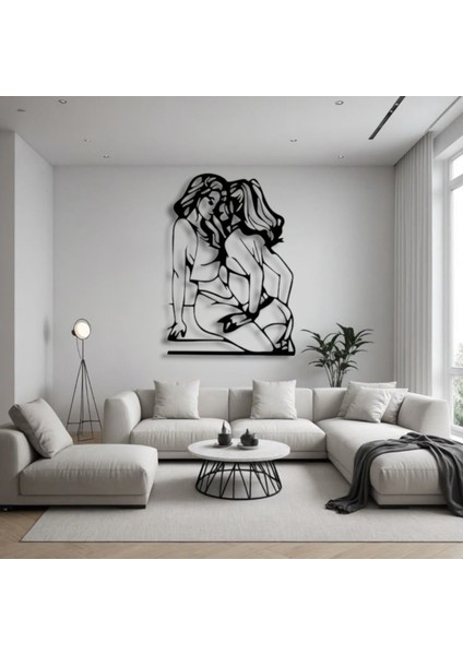 Yakınlık Figürlü Modern Metal Duvar Dekoru – Zarif Çizgisel Sanat fırsatları