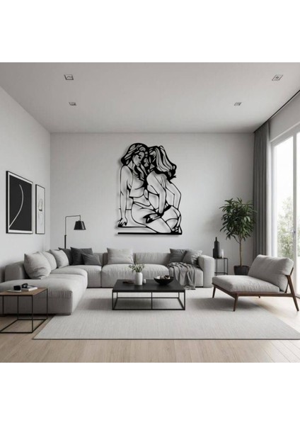 Yakınlık Figürlü Modern Metal Duvar Dekoru – Zarif Çizgisel Sanat indirimleri
