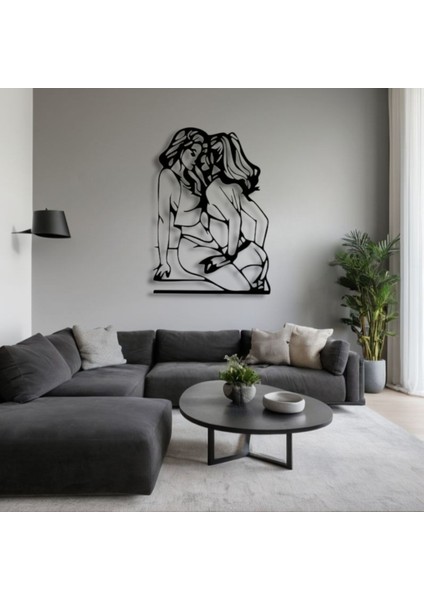 Yakınlık Figürlü Modern Metal Duvar Dekoru – Zarif Çizgisel Sanat