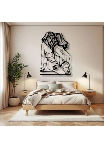 Yakınlık Figürlü Modern Metal Duvar Dekoru – Zarif Çizgisel Sanat