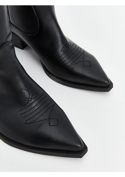 Yeni Sezon Deri Görünümlü Kadın Diz Üstü Çizme modelleri