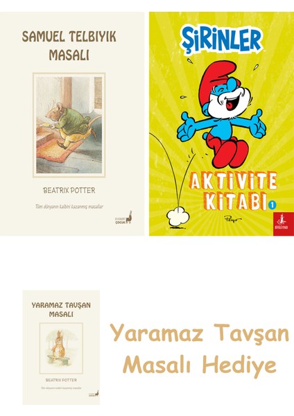 Beatrix Potter 13 - Samuel Telbıyık Masalı + Şirinler - Aktivite Kitabı 1 + Yaramaz Tavşan Masalı