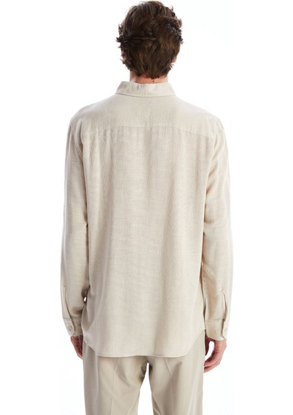 Yeni Sezon Regular Fit Uzun Kollu Armürlü Erkek Gömlek fırsatları