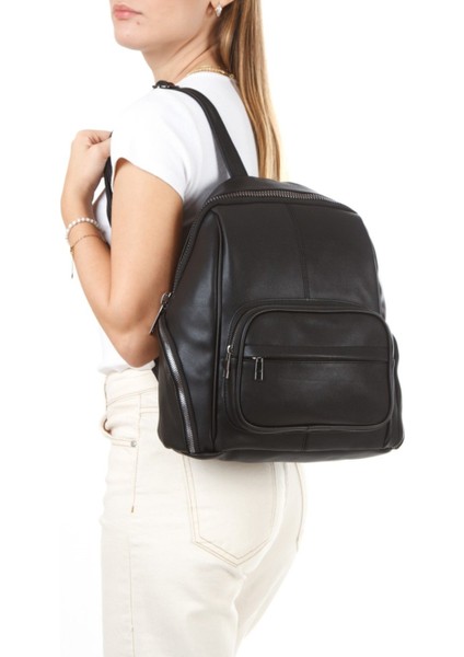 Kadın Vegan Deri Sırt Çantası - Siyah - NEWPOLO359 modelleri