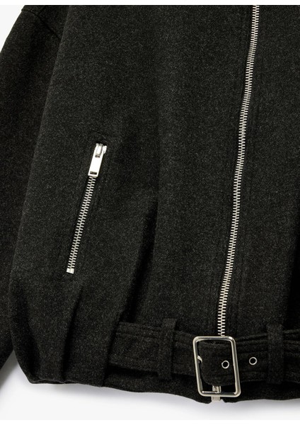 Kadın Koton x Sibil Çetinkaya - Uzun Kollu Fermuarlı Oversize Kaşe Bomber Ceket 6WAK20379EW modelleri