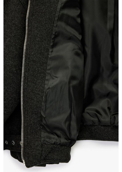 Kadın Koton x Sibil Çetinkaya - Uzun Kollu Fermuarlı Oversize Kaşe Bomber Ceket 6WAK20379EW fırsatları