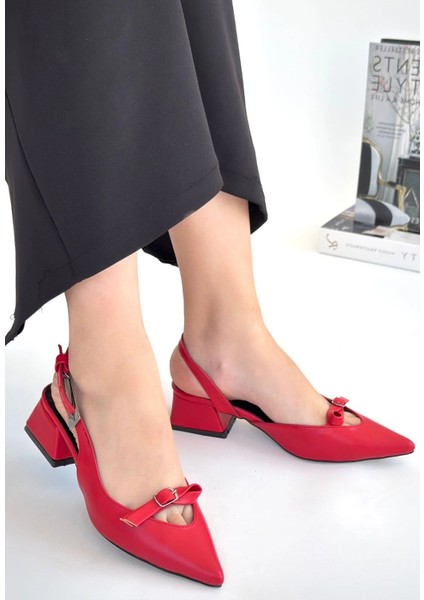 Lvsqvr Rewat Kırmızı Cilt Topuklu Ayakkabı (Numara: 39)