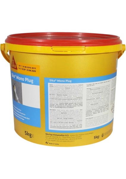 Monoplug Su Tıkaç Harcı Yalıtım Malzemesi Tıkacı Gri 5 kg fiyatları