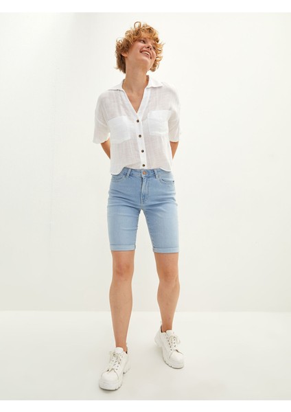 Yeni Sezon Basic Pamuklu Kadın Jean Şort modelleri