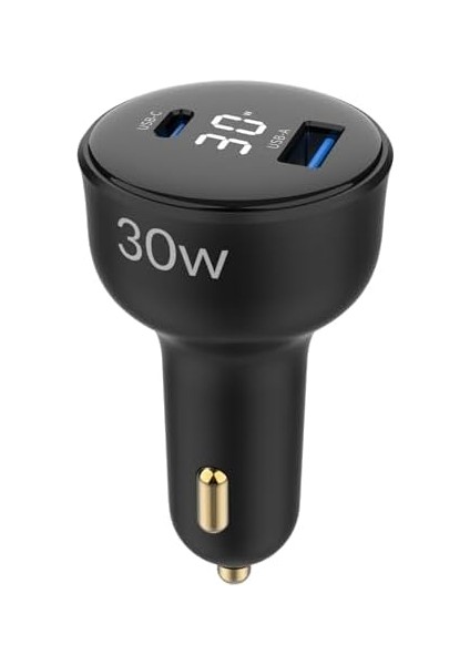 30W LED Ekranlı Type-C + Usb-A Araç Şarj Aleti & & Tablet Araç Içi Şarj Cihazı modelleri