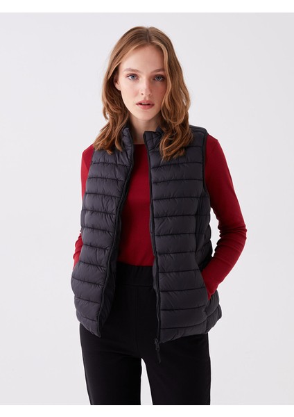 Yeni Sezon Kadın Dik Yaka Düz Şişme Yelek