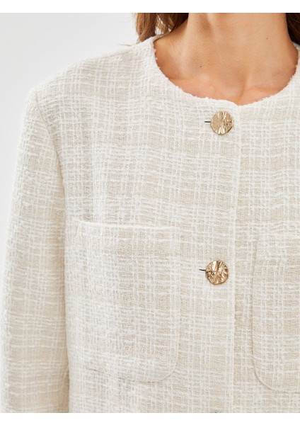 Yeni Sezon Bisiklet Yaka Ekose Uzun Kollu Kadın Tüvit Blazer Ceket modelleri