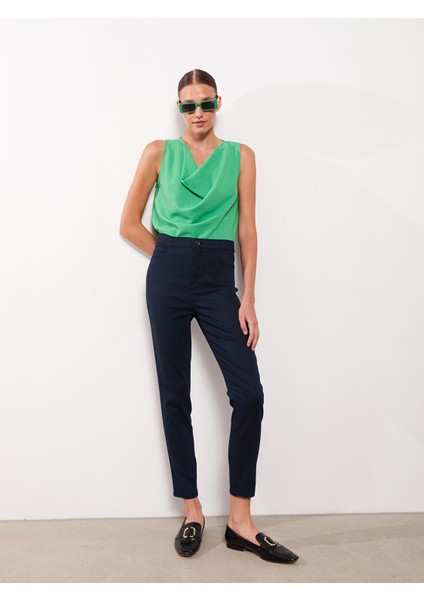 Yeni Sezon Dar Fit Düz Cep Detaylı Gabardin Kadın Pantolon
