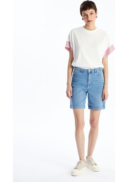 Yeni Sezon Bermuda Fit Kadın Jean Şort