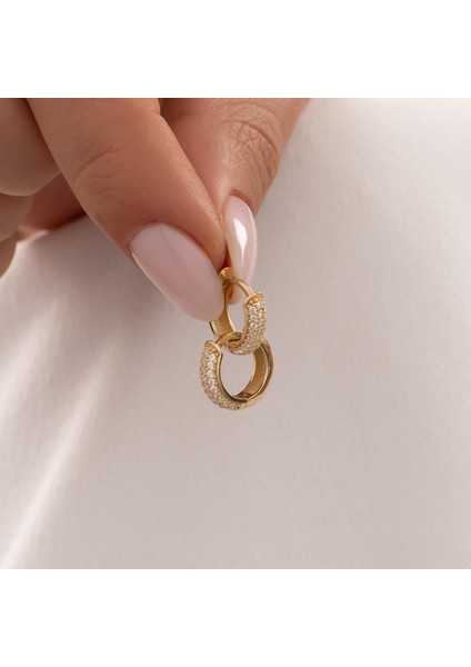 Taşlı Halka Küpe 14 Ayar Altın fiyatları