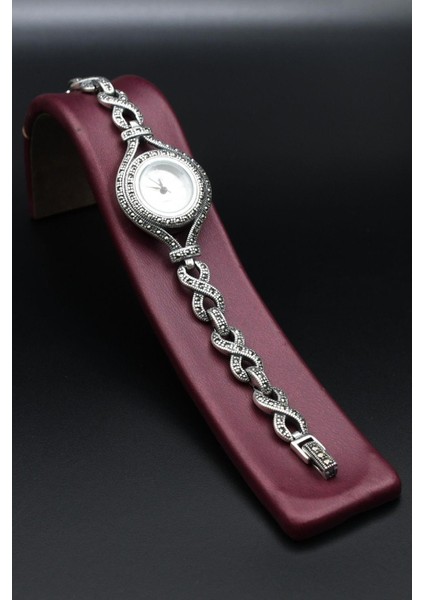 925 Ayar Gümüş Kadın Saati (Kadın Gümüş Saat) Markazit Taşlı 902369