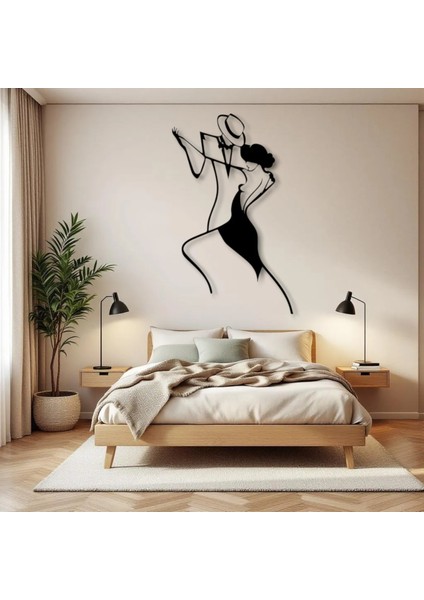 Dans Eden Çift Metal Duvar Dekoru – Modern Soyut Aşk Figürü Ev Aksesuarı