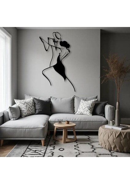 Dans Eden Çift Metal Duvar Dekoru – Modern Soyut Aşk Figürü Ev Aksesuarı