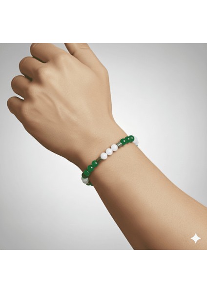 Küre Kesim Yeşil Beyaz Jade Hematit Doğaltaş Erkek Taraftar Bileklik modelleri
