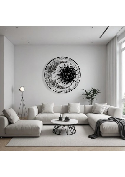 Metal Güneş Ay Duvar Dekoru – Modern Minimalist Metal Tablo Salon Antre Ofis Ev Dekorasyon fiyatları
