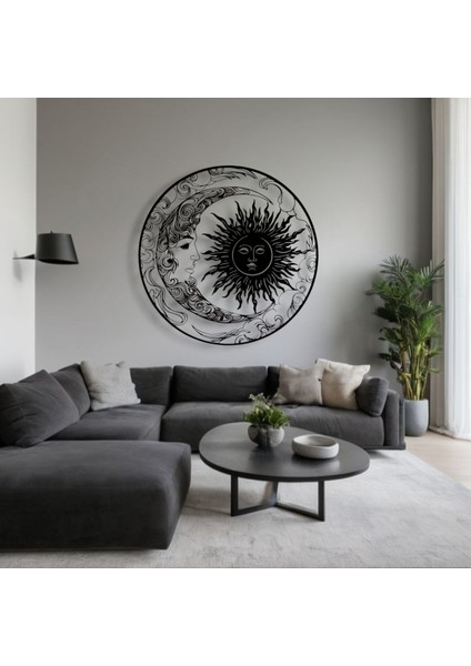 Metal Güneş Ay Duvar Dekoru – Modern Minimalist Metal Tablo Salon Antre Ofis Ev Dekorasyon modelleri